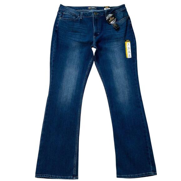 Lee Womens Jeans size 16 new nwt $48 Dark Wash Bootcut x32" Cotton Denim Stretch - Picture 1 of 11